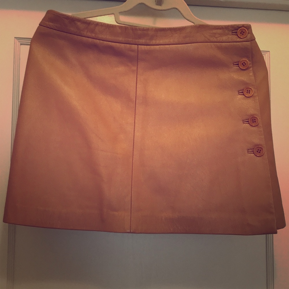 BCBG Real Leather Tan miniskirt